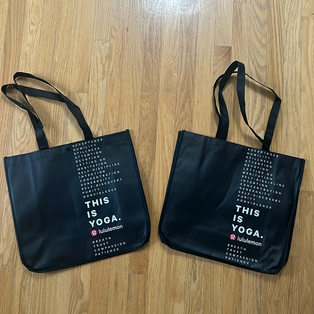 Lululemon Black Shopping Bags - Large Size - Lot of 2 Two